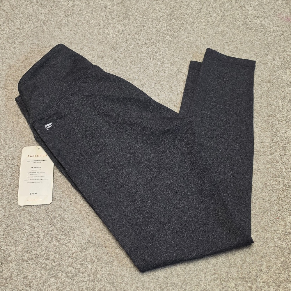 Fabletics High-Waisted Side Pockets 7/8 Legging Charcoal Gray FBTS01 Medium NWT